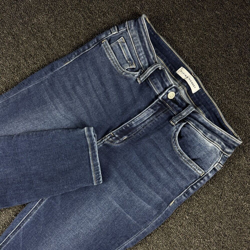 Flying Monkey Mid Rise Skinny Jeans Women's 28 Dark Wash Stretch Soft Preppy